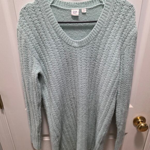 GAP Dresses & Skirts - Gap Maternity Blue Marled V-Neck Long Sleeve Sweater Tunic Dress Size M